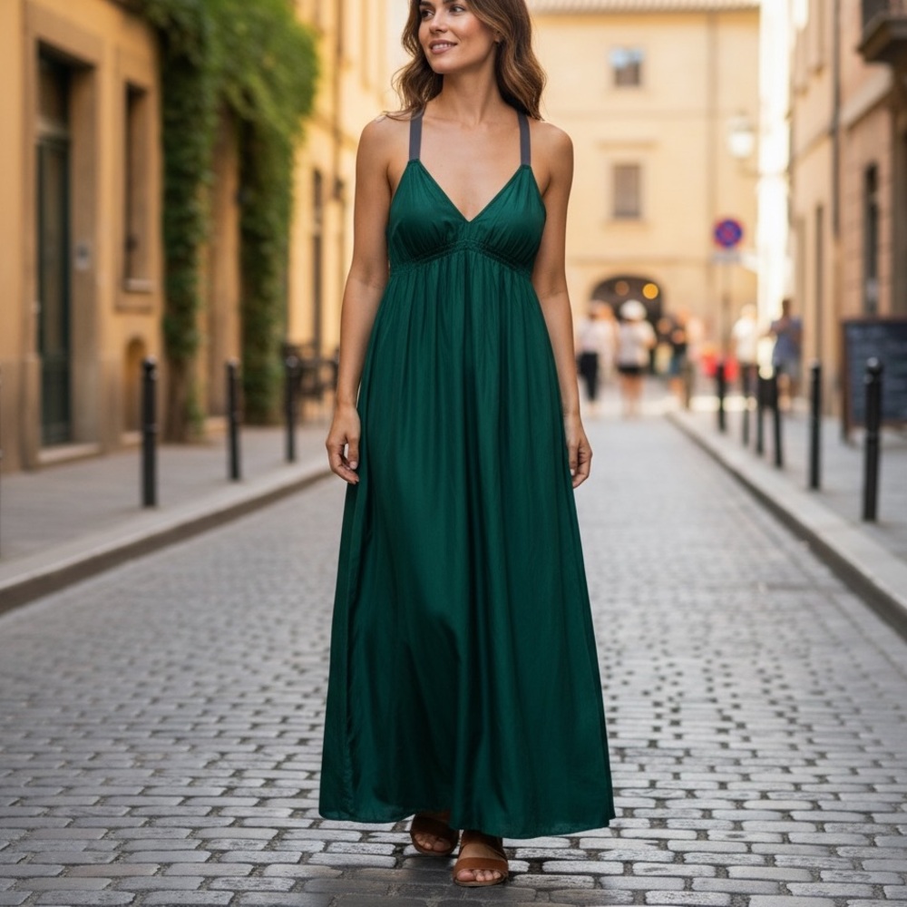 TEA AND HONEY EMERALD GREEN MAXI DRESS